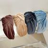 PROLY New Fashion Headband For Women Wide Side Warm Golden Velvet Hairband Center Knot Headwear Autumn Winter Hair Accessories