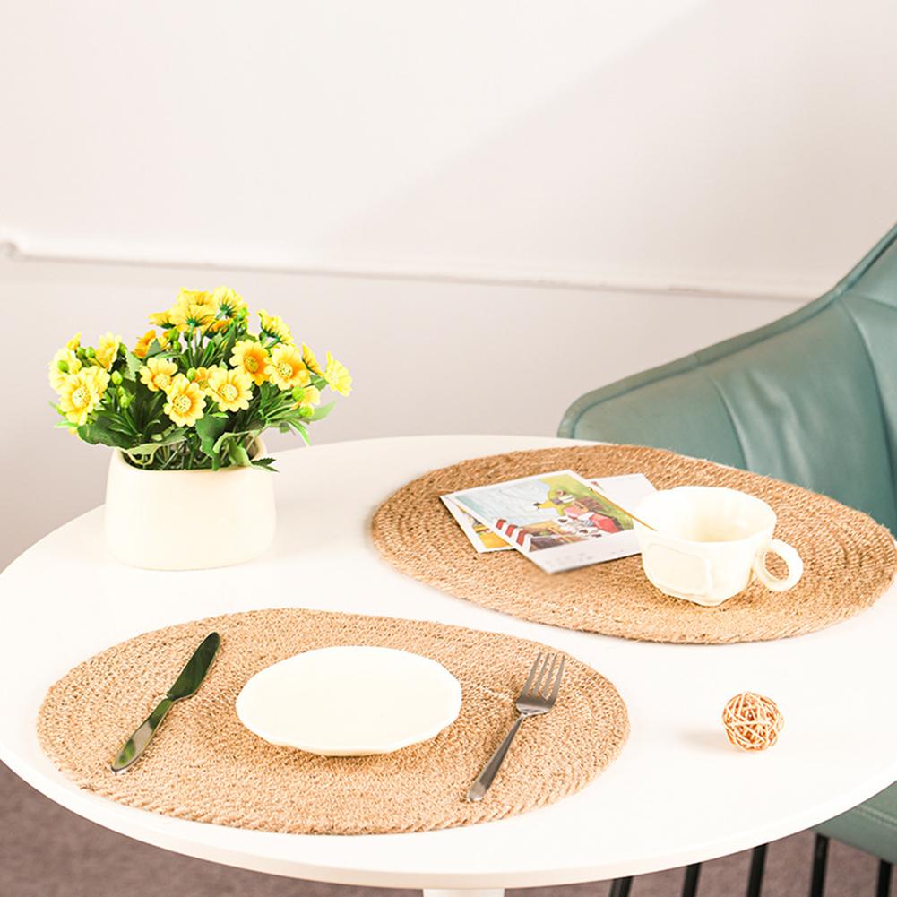 Handwoven oval table mats set of 4 with heatproof coaster grass placemats for kitchen home and party table protection
