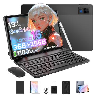 Doogee U13 Android 16 Tablet 13 Inch Tablets, 32GB RAM+256GB ROM(2TB TF), 11000mAh Tablet with Keyboard Mouse Pen Case