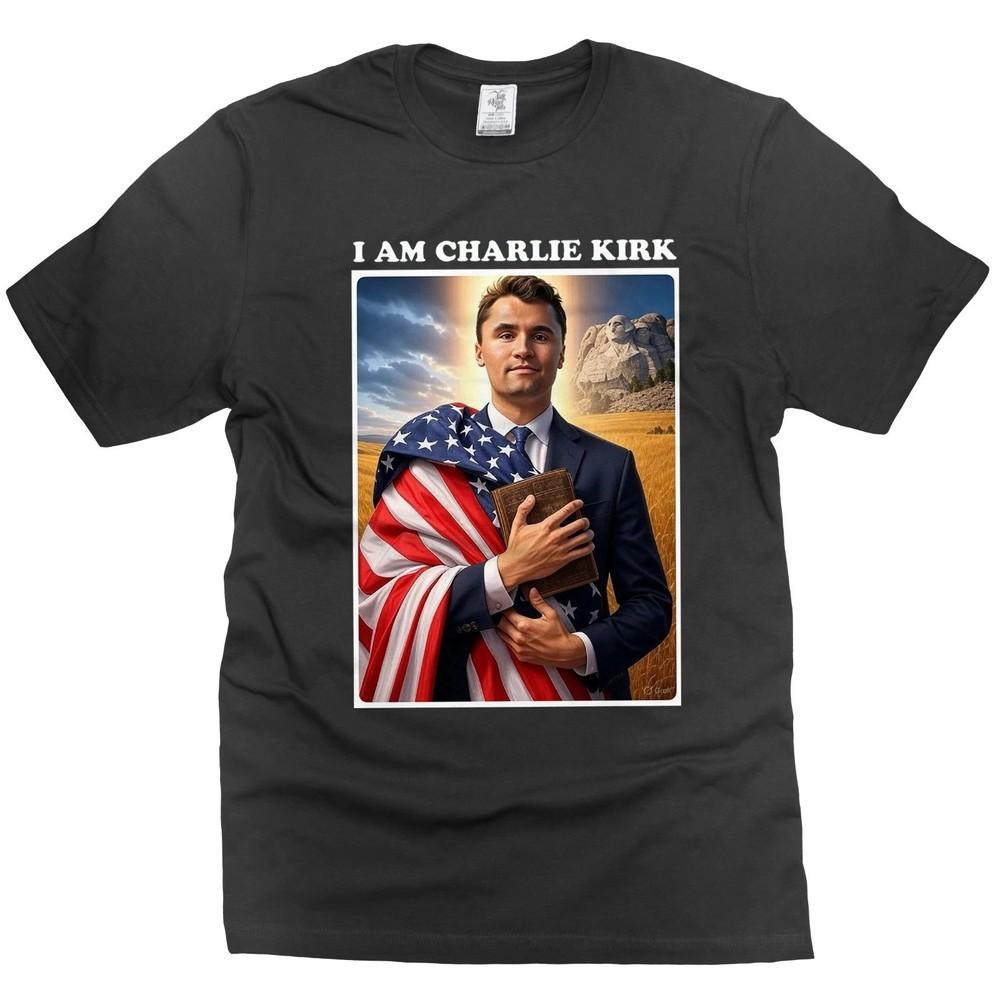 HOT Charlie Kirk Tshirt CK RIP Patriotic Jesus Christian C.K conservative Tee Unisex T-Shirt XXXXL