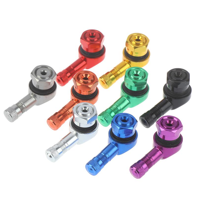 2Pcs Cnc Motorcycle 90 Degree Angle Wheel Tire Stem Tubeless Valve Aluminum