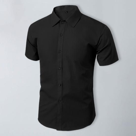 Cămașă pentru bărbați, mâneci scurte, guler răsturnat, cu un singur piept, costum casual de lucru, cămașă, haine de birou.