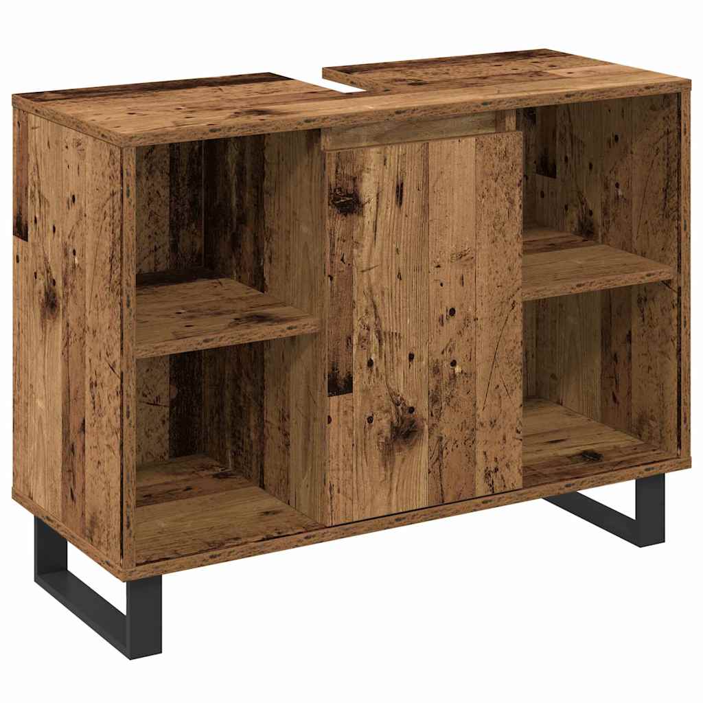 Bathroom Furniture Set with Shelf and Door 3 pcs Brown Wood Based Material