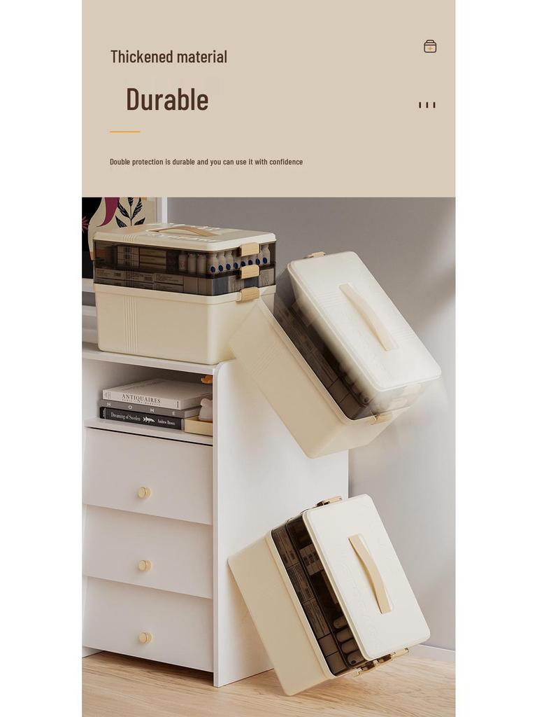 Portable Large-Capacity Multi-Layer Medical Storage Box for Family Use