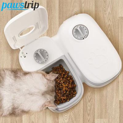 Ciotola per gatti con timer automatico, ciotola per gatti da 350 ml, doppia ciotola per gatti, cani, alimentatore quantitativo per animali domestici, accessori per gatti