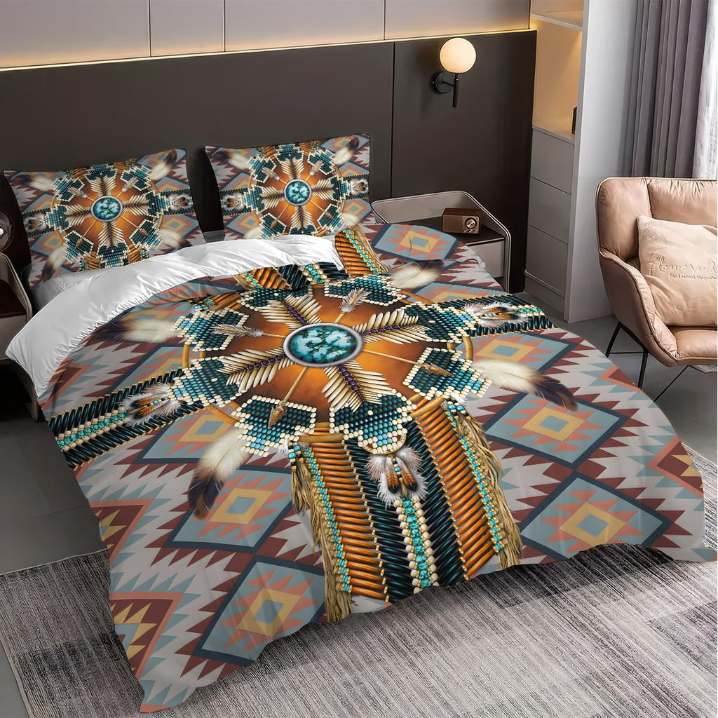 3-częściowy zestaw pościeli z nadrukiem perskiego wzoru na wszystkie pory roku Bezrdzeniowy Wygodna sypialnia dla wielu rozmiarów Można prać w pralce