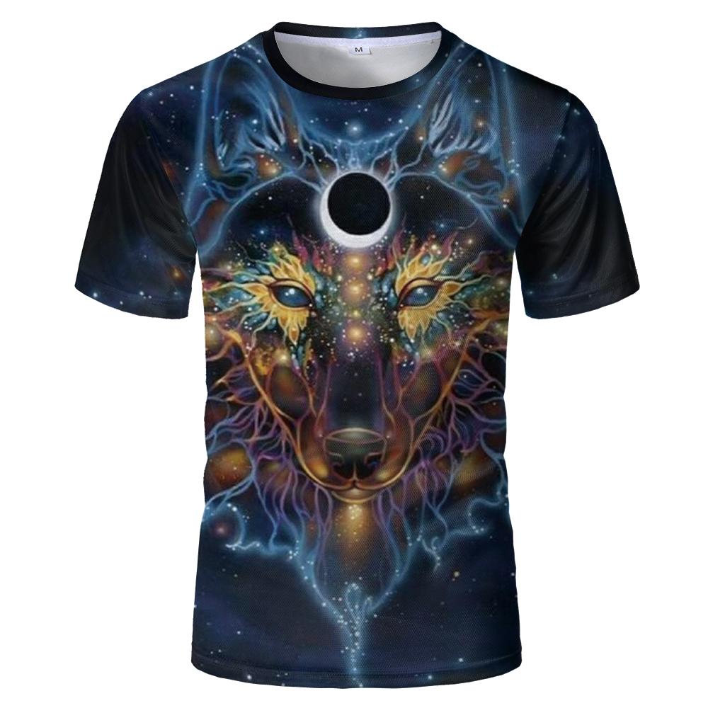 Herrenbekleidung 2021 Neuestes Harajuku Wolf 3D-Druck Cooles T-Shirt Herren/Damen Kurzarm Sommer Tops Tees Tier Mode T-Shirt Heiß