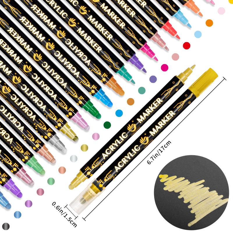 Double Tip Metal Acrylic Marker Set Stackable Color PenS Children's Student Art Stationary Handbook Graffiti Drawing Art Marker