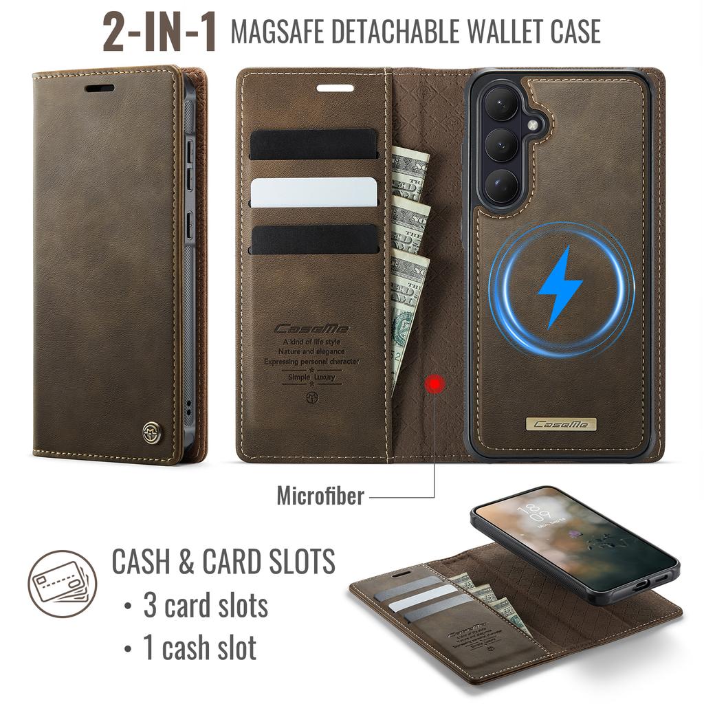 For Samsung Galaxy S26 Magnetic Case CASEME C49 RFID Blocking Detachable Wallet Leather Phone Cover