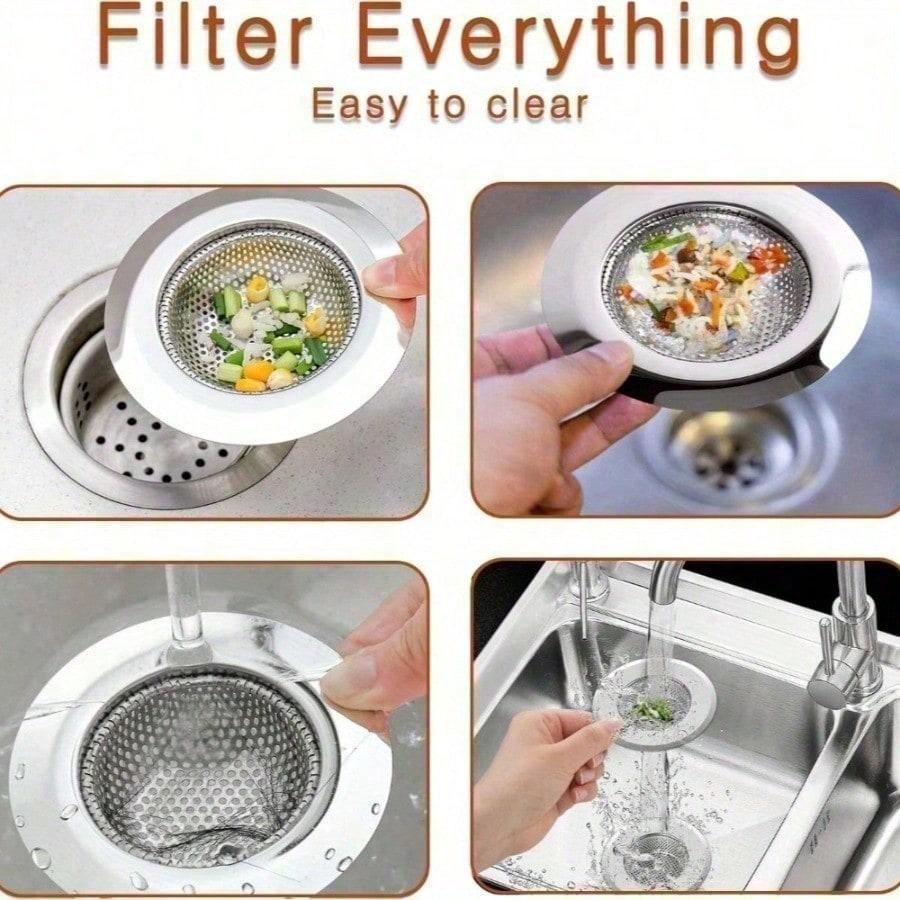 2pcs Stainless Steel Sink Strainers - Anti-Clogging Metal Slag Separators with Perforated Design for Kitchen & Bathroom Sinks,