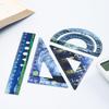 4pcs Metal Iron Ruler Set for Oil Painting 15cm Straight Triangle Protractor Measuring Drafting Stationery