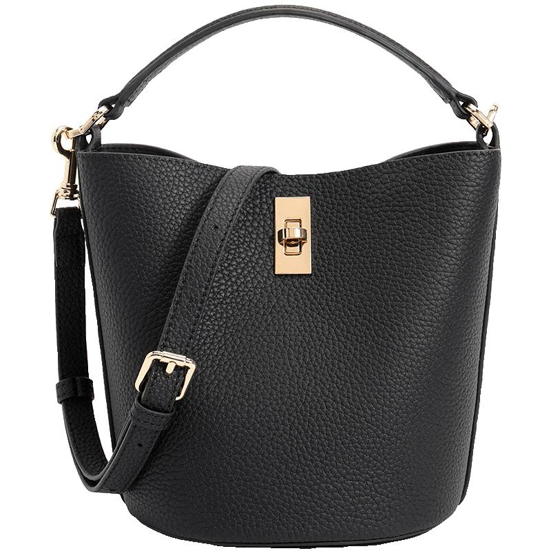 Belle Genuine Leather Almond Bucket Bag One Size