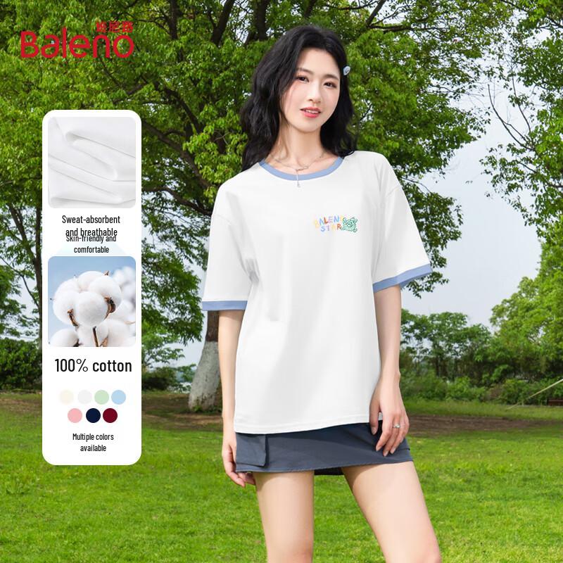 Baleno Women s 2025 Summer Color-block Cotton T-shirt M
