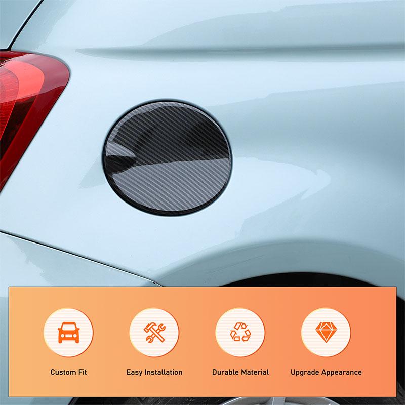 ABS Carbon Fiber/Black Exterior Car Fuel Tank Cap Decorative Trim Cover Sticker For Fiat 500 2016-2026 For Abarth 595 2012-2019