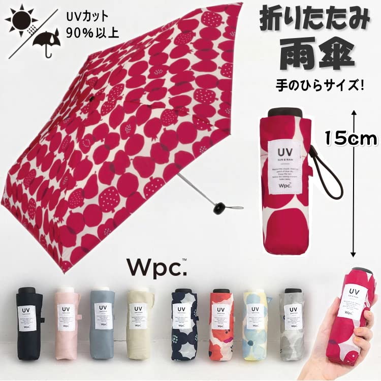 Folding rain baby mini wpc rain and shine Camellia Navy 002 umbrella, umbrella, umbrella, umbrella, compact, umbrella, pattern