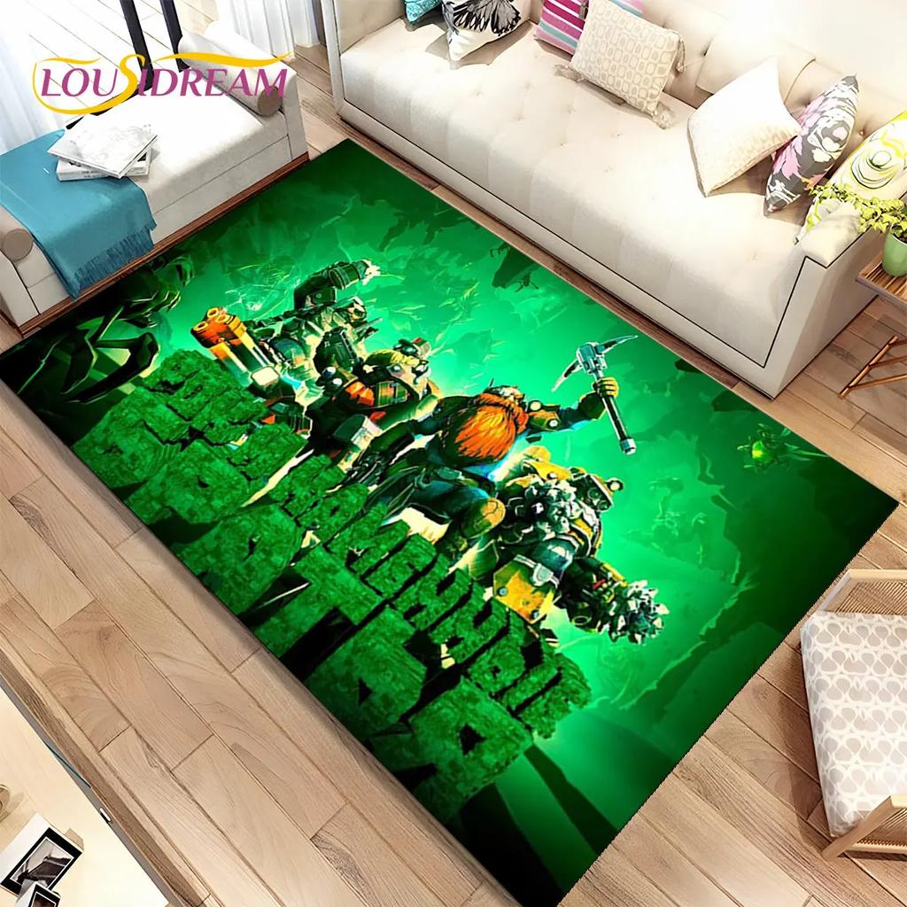 3D DRG Deep Rock Galactic Game Gamer Area Rug,Carpet Rug for Living Room Bedroom Sofa Doormat Decoration,kids Non-slip Floor Mat
