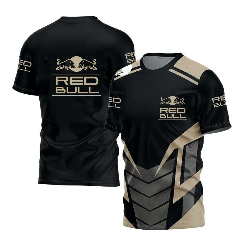 

Red Bull Motorcycle Logo Print T-Shirt, Spring/Summer Red Bull Racing Team Uniform, Men s Off-Road Riding Short-Sleeve Shirt M