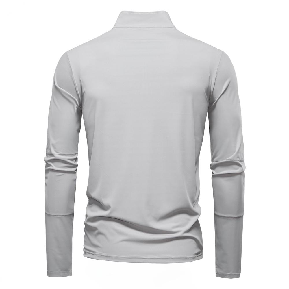 TrendHub Men's UPF100+ Sun Protection Long Sleeve Shirt Solid Color Zipper Outdoor Shirts Stand Collar Quick Dry T Shirts