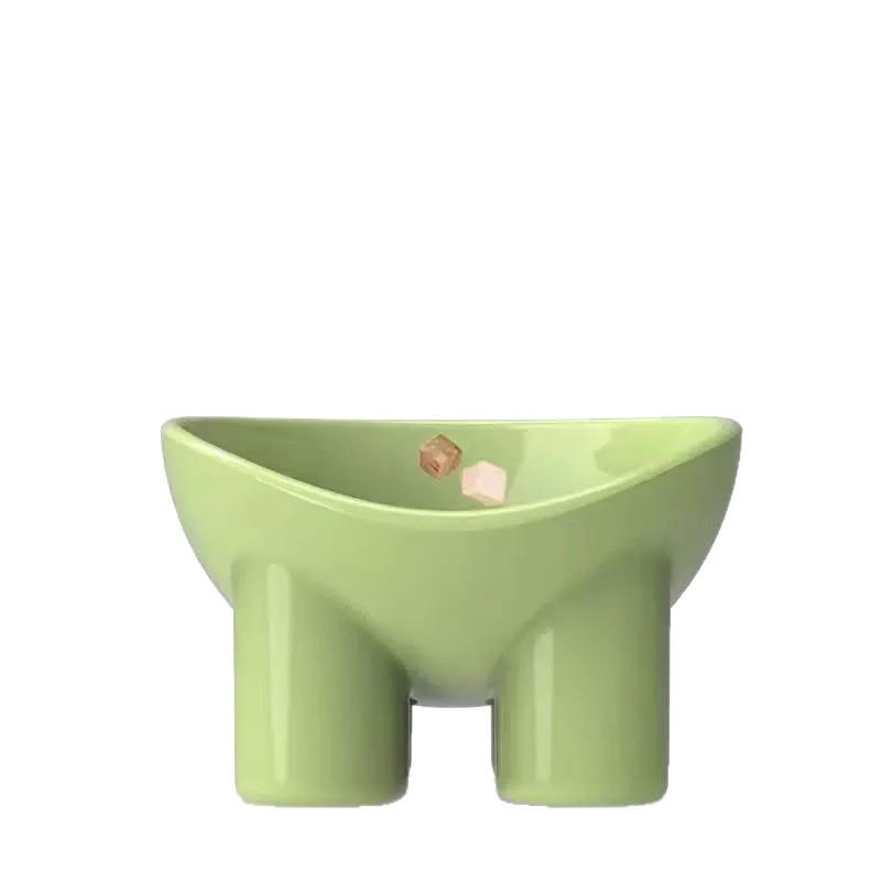 Macaron Color Raised Pet Bowl with Elephant Legs - Neck Protection Design for Cats and Dogs