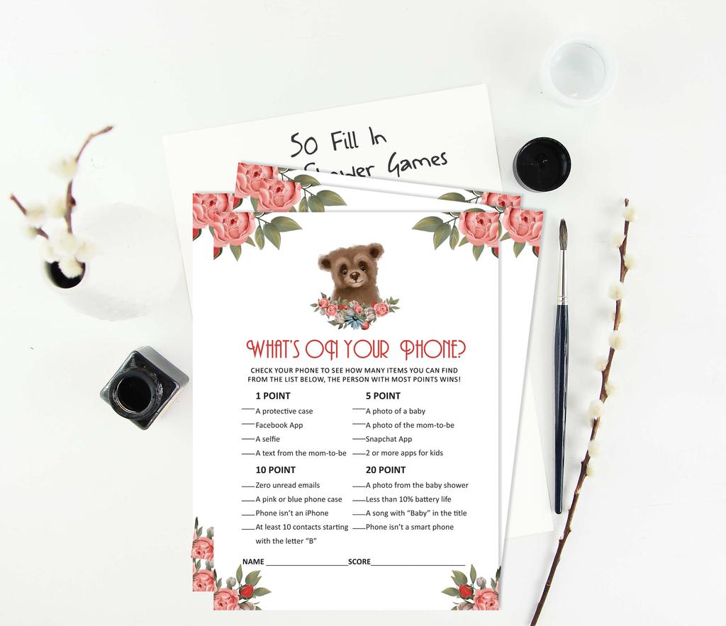 Inkdotpot Baby Shower Game Set Of 50 BabyA  AlphabetA  ABCA  Game Bear Jungle Animals Party