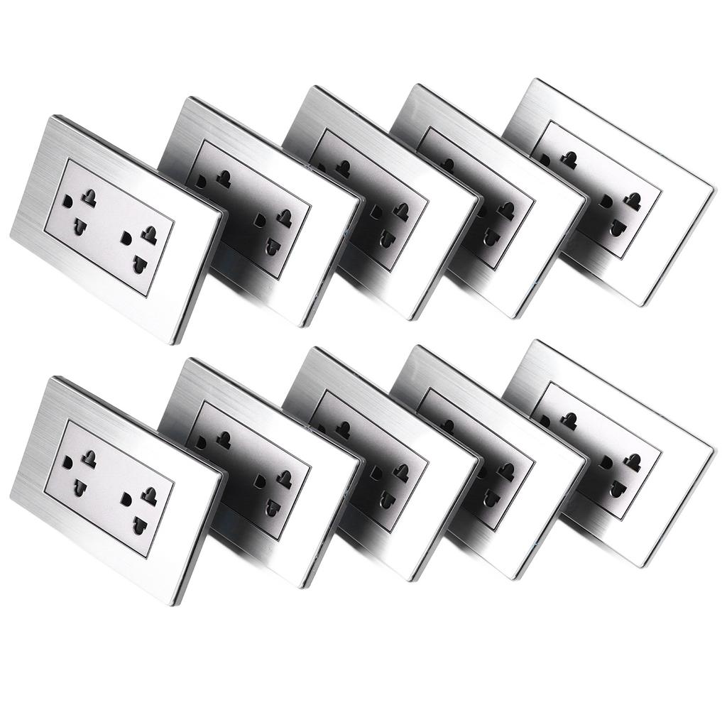 10 pz Presa Elettrica da Muro Presa Elettrica da Parete Ignifuga in Acciaio Inossidabile Prese da Parete Prese