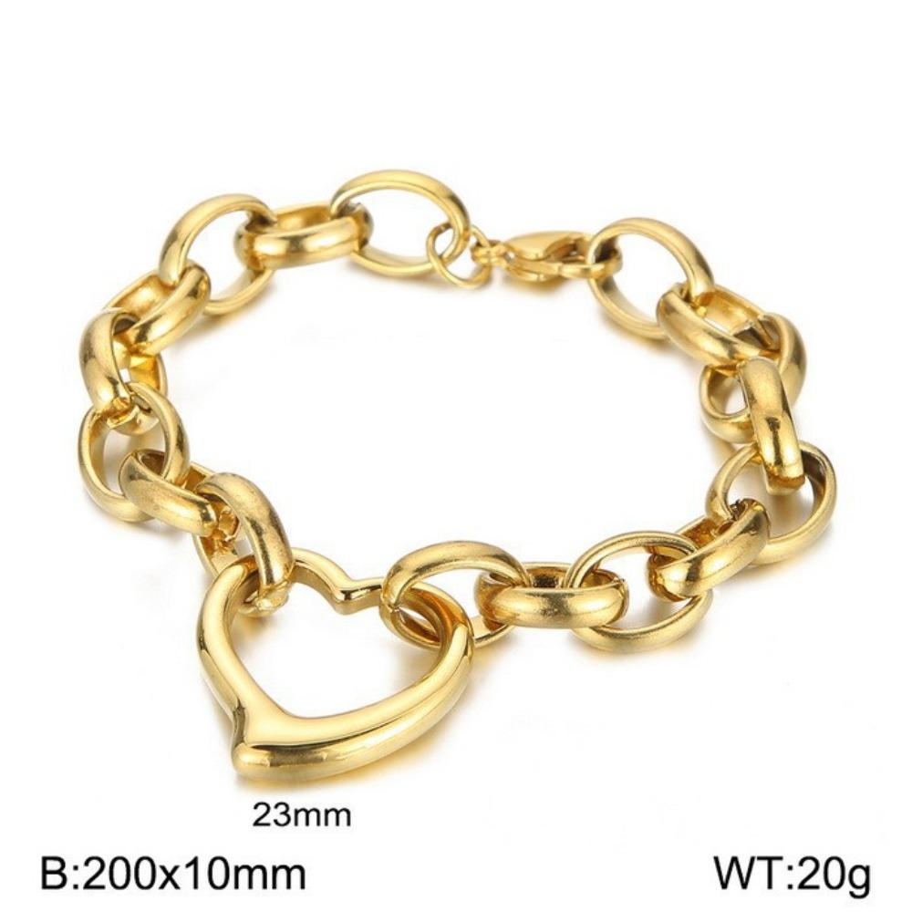 Stainless Steel Heart Necklace Polished Metal Bracelet Bangle Chain Bangle Anniversary Gift