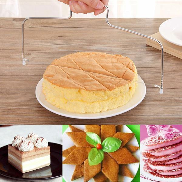 1PCS Einstellbare Diy 2-Draht Schicht Scheibe Brot Cutter Langlebig Leveler Edelstahl Kuchen Backen Werkzeuge Küche Gadget