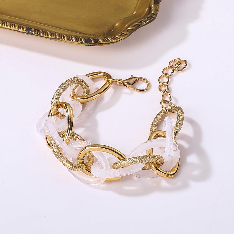 Accessories, Acrylic Leopard Geometric Colored Aluminum Chain Bracelet, Hip Hop Rough Jewelry For Women