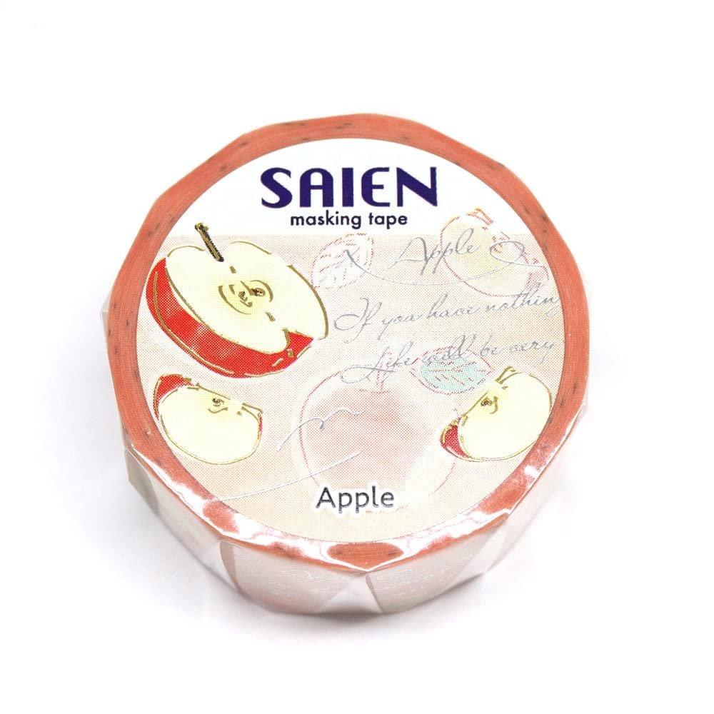 SAIEN Washi Masking Tape Fruit Time Apple UR-3114 20mm x 5m Made in Japan Decorative Adhesive Paper Tape for Scrapbooking Journaling DIY Crafts