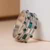 Huajie Elegant Women's Multi-layer Green Cubic Zirconia Stackable Set Ring Banquet Party Gift  Trend Tide