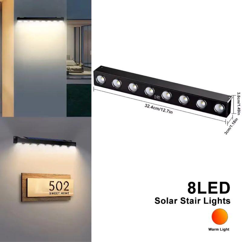 Solar Wall Light 4/8leds Outdoor Waterproof 1/2PCS Garden Light Balcony Staircase Fence Atmosphere Decorative Lighting