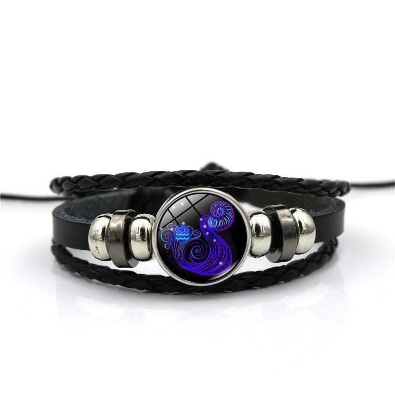 12 Constellation Time Gem Bracelet for Men and Women, Birthday Gift Trend Hand-woven Beaded Bracelet Personalized Jewelry