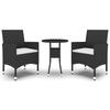 Vidaxl 3-Piece Garden Furniture Set, Poly Rattan, Black