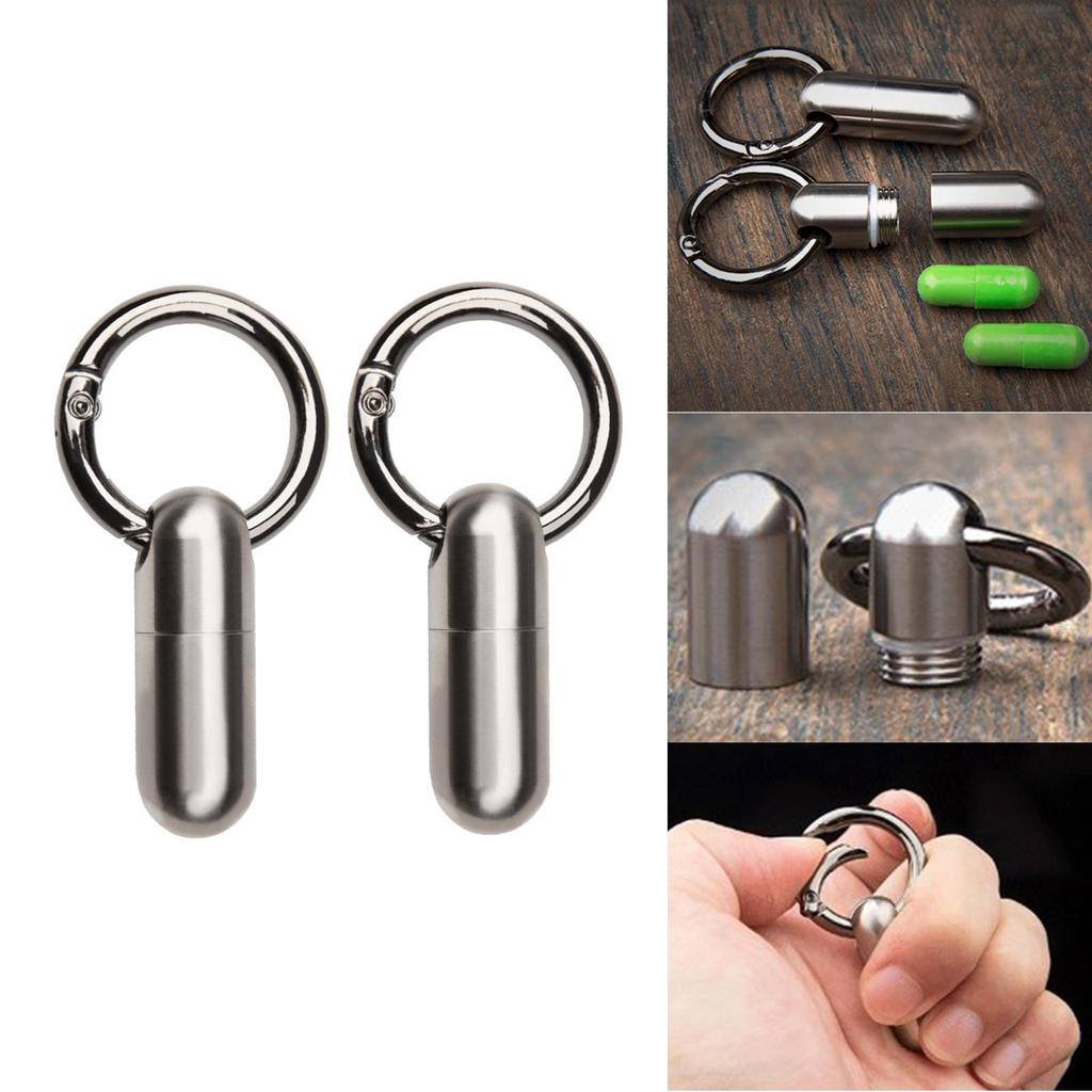 2x Mini pojemnik na brelok do kluczy Butelka Tytanowe metalowe cylindryczne wisiorki dla kobiet i mężczyzn
