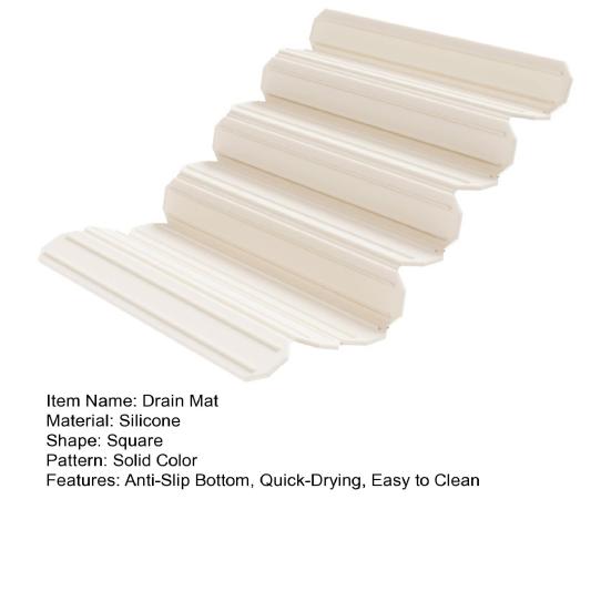 Drain Mat Silicone Drying Mat with Anti-Slip Bottom Quick-Drying Surface Kitchen Drying Pad Countertop Protector Mat