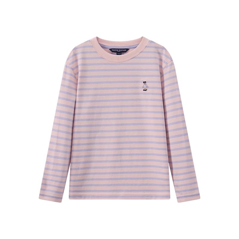 Teenie Weenie Kids Unisex Casual Striped Long Sleeve Cotton T-shirt 130
