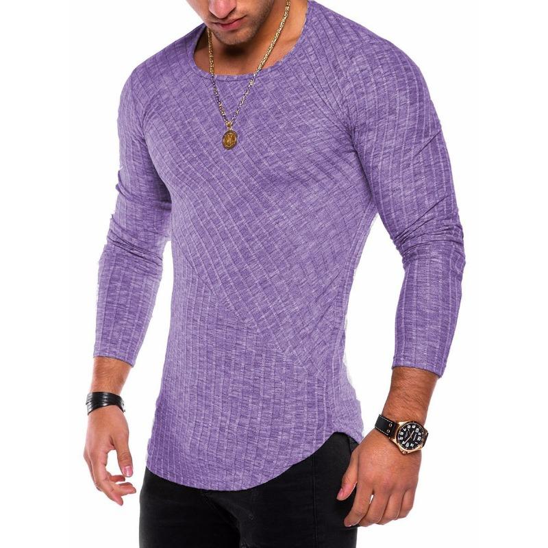 Men's Autumn T-shirts Long SleeveT-shirt Solid Color Casual Men's Patchwork T-shirt Slim Tops