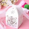 5PCS Love Heart Laser Cut Hollow Carriage Favors Gifts Chocolate Candy Boxes With Ribbon Wedding Party Supplies