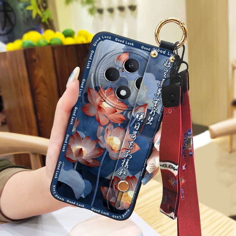 Elderly Lady Kickstand Phone Case For OPPO Reno12F 5G Ring Anti-knock Dirt-resistant Soft Case Wristband Protective