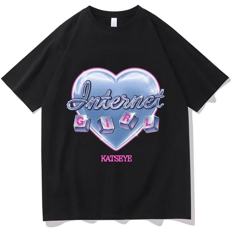 KATSEYE INTERNET GIRL Tour 2026 Tshirt Summer Fashion Y2k Short Sleeve Oneck Tshirts Streetwear Print Fashion Tops Unisex S