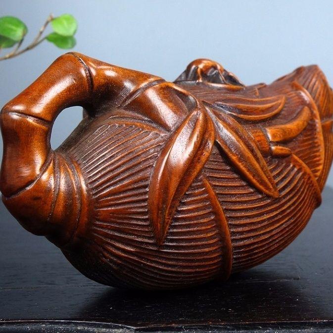 Red Sandalwood Teapot Handle Ornament - Solid Wood Carving Craft