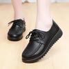 Shoes black flat-soled soft-soled non-slip leather shoes spring new shoes lace-up single shoes