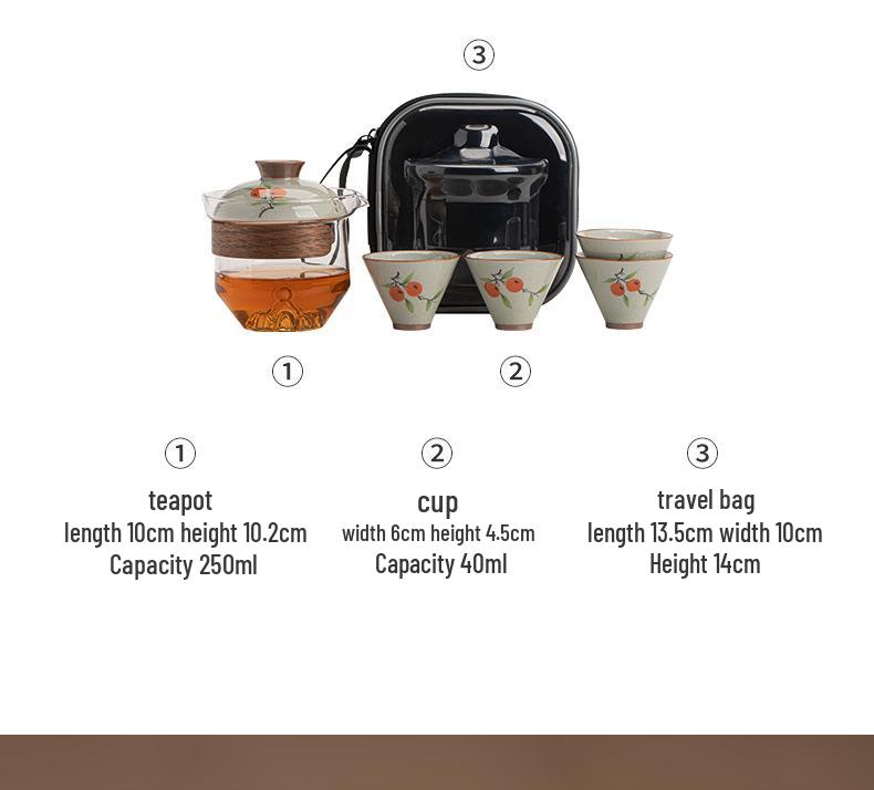 Portable Hand-Painted Travel Tea Set with One Pot and Four Cups – Perfect Business Gift