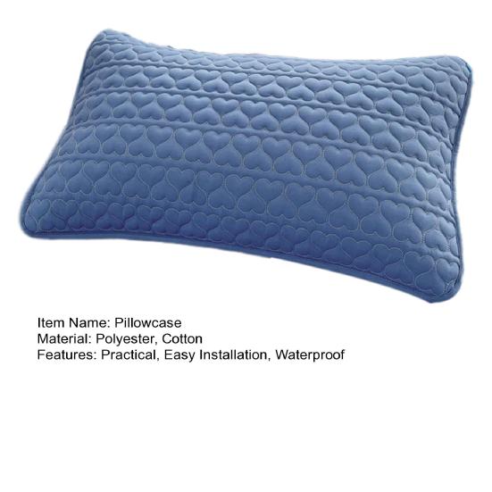Padded Pillow Cover Quilted Waterproof Pillow Protector Heart Pattern Envelope Pillowcase Protection from Dust And Sweat for Home Bedroom School
