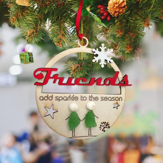 Friends Sea Glass Decoration Handmade Wooden Xmas Tree Friendship Seaglass
