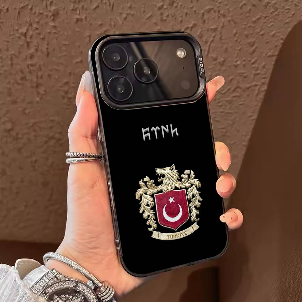 Turk Wolf Turkey Flag Phone Case For iPhone 17,16,15,14,13,12,11,Pro Max,Plus Candy Silver Cover