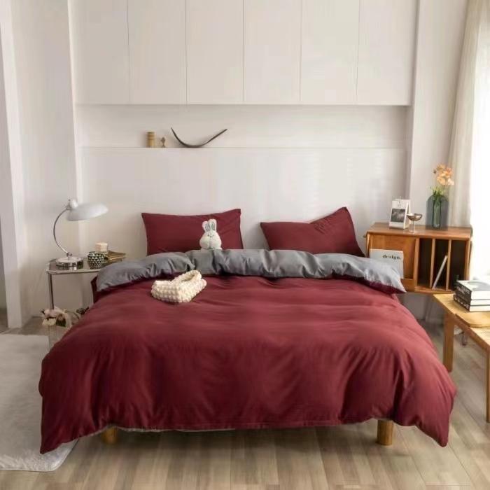 

solid color household four-piece set, polished quilt cover, bed sheet, student dormitory three-piece set 1.2m sheet 3pcs
