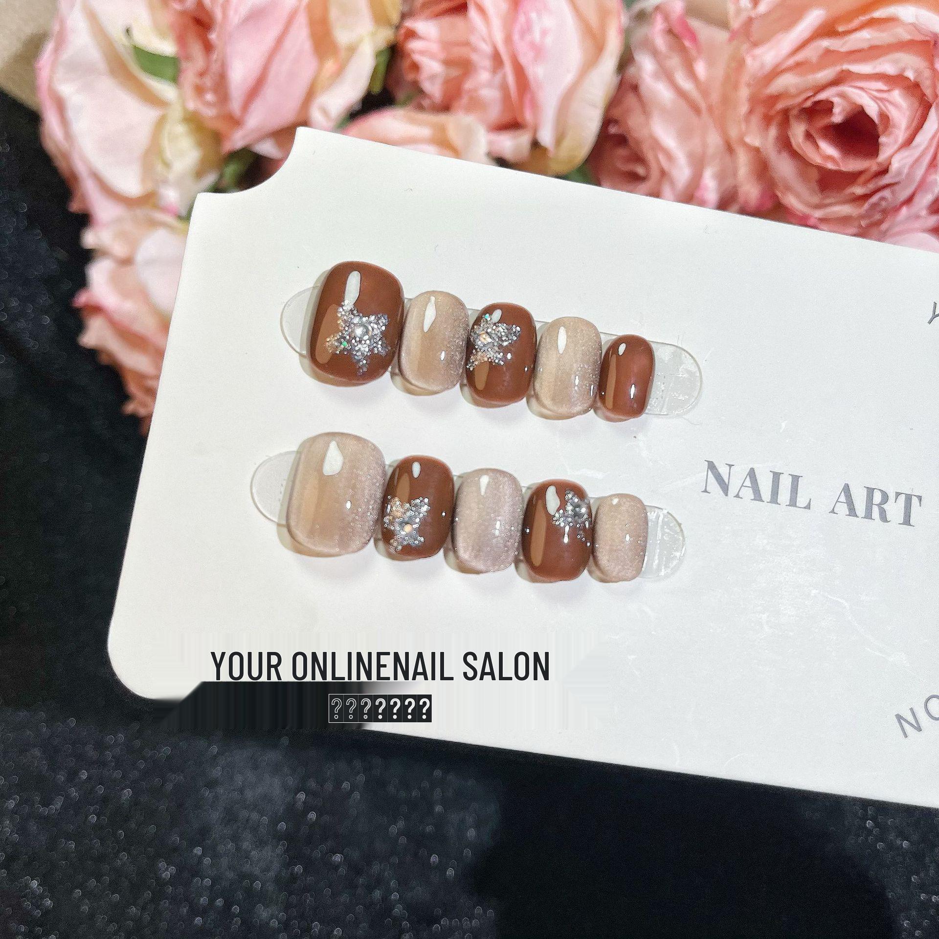 

European & American A/W Whitening Handmade Press-On Nails - Nail Art Collection Large