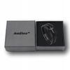 Men's Black Leather Bracelet with Black Cross and Surgical Steel