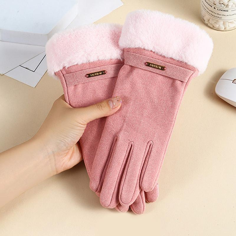 Women Men Winter Thick Plush Gloves Fashion Warm Suede Outdoor Guantes Lady Touchscreen Driving Gloves Sports Cycling Mittens